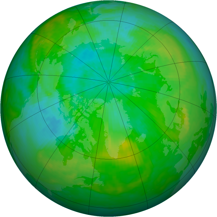 Arctic ozone map for 18 August 1991